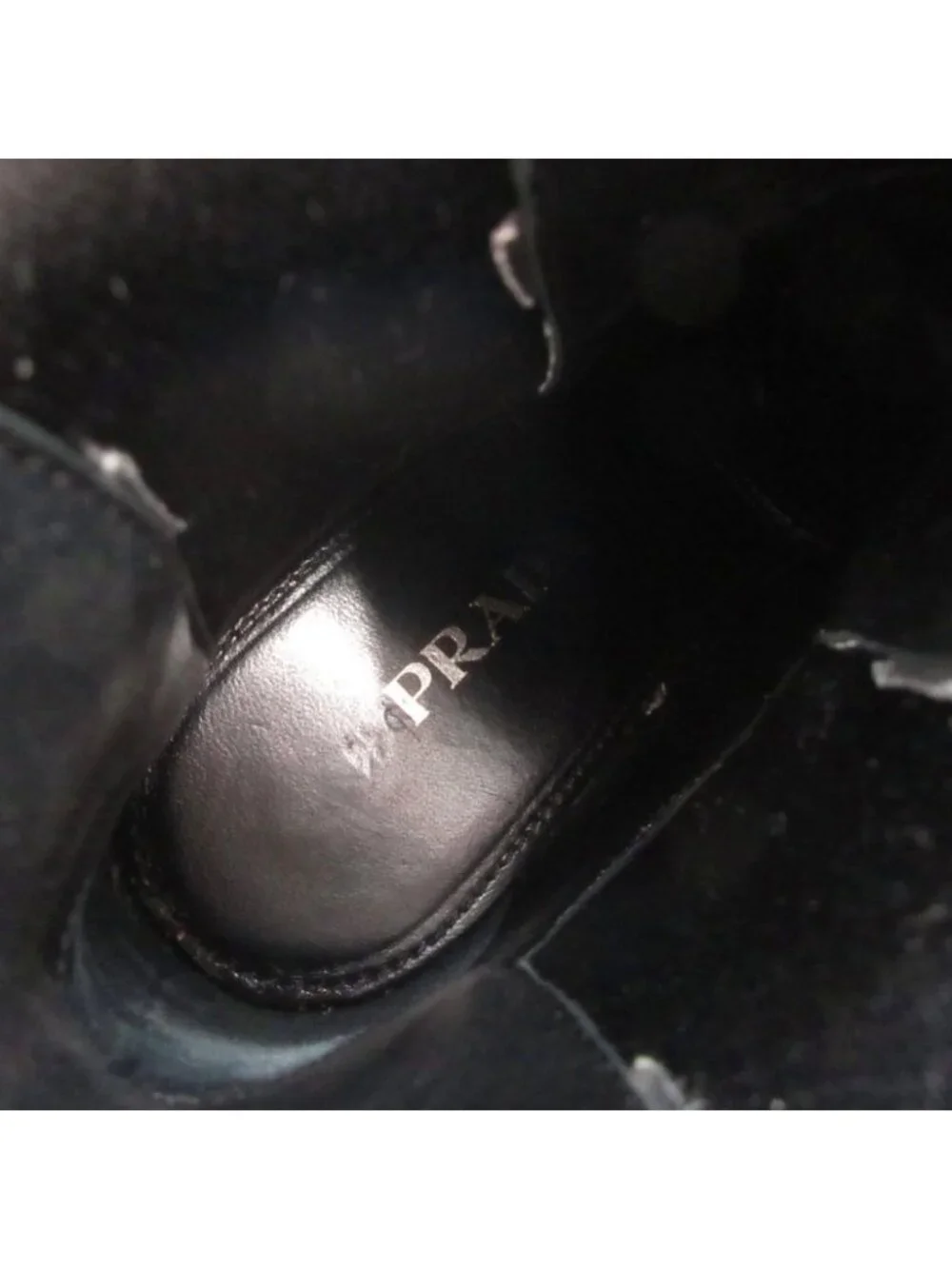 Prada Side Gore Boots Leather Short Almond Toe Black